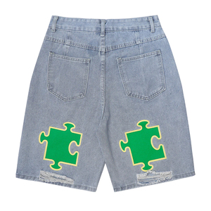 2026 jean en denim à double genou délavé au soleil en relief pour hommes short de style cargo du fabricant OEM avec impression numérique quantité minimale de commande bas - Product Image 2