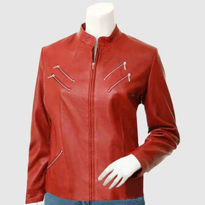 Veste en cuir véritable pour femmes, élégante devant avec intérieur doux, coupe ajustée surdimensionnée et rembourrage en coton assorti à tous les modèles. - Product Image 4