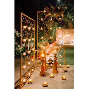 Arco de Metal de alta calidad para decoración de jardín, telón de fondo para boda, acabado dorado, recepción, soporte de escenario trasero - Product Image 6