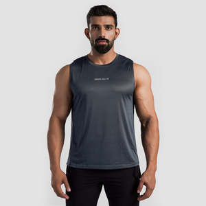 Débardeur Homme Stride pour Gym, Fitness, Sport, Streetwear, en Coton Tricoté, Taille XL, avec Broderie, Imprimé, Uni, Vierge, 3D Disponible, Gris - Product Image 1