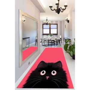 Paillasson rose mignon en forme de chat, tapis d'accueil moelleux en forme de chat noir, tapis d'entrée amusant à motif animal, tapis en chenille - Product Image 2