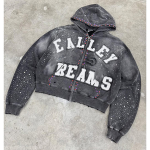 เสื้อฮู้ดสำหรับผู้ชายผ้าคอตตอนปักลายโลโก้โอเวอร์ไซส์ผ้าเฟรนช์เทอร์รี่100% - Product Image 5