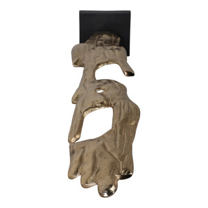 Sculpture abstraite métallique moderne sur support noir Accent décoratif pour les intérieurs de bureau à domicile - Product Image 6