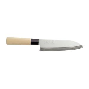 Couteau Santoku japonais HENDI en bois clair 290 mm, couteau de cuisine - Product Image 1
