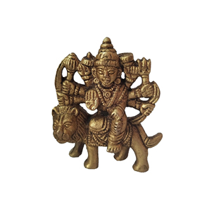 Hecho a mano moderno 2,4 pulgadas latón diosa Lord Durga estatua MATA Rani Murti Sherawali Idol oro Vertical Grabado Moderno - Product Image 1