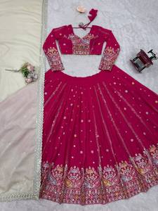 Lehenga Choli rose de luxe pour femme | Tenue de mariage, de fiançailles et de fête | quantité minimale de commande acceptée - Product Image 2