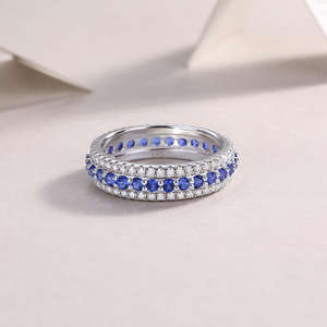 Moissanite Lab Grown Diamond Jewelry Vantage Bandas de compromiso de boda 925 Silver Moissanite Lab Grown Diamond Anillos para mujeres - Product Image 4