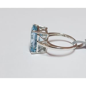 Anillo Solitario de Topacio Azul Cielo Romántico para Mujer Shah Gems, Plata de Ley 925, Ajustable, con Incrustaciones en Forma de Ojo, para Compromiso - Product Image 2