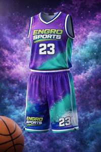 Maillot de basket-ball réversible personnalisé et personnalisable, pas cher, 100% polyester, respirant, uniforme d'entraînement de basket-ball - Product Image 2