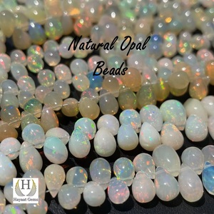 Perles en opale naturelle éthiopienne en forme de larme 6-8 mm, opale de feu lisse, blanc doré, jaune, multicolore, certifiées pour la fabrication de bijoux - Product Image 2