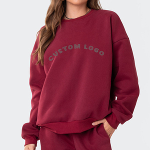 Jersey de algodón Sudadera con capucha de gran tamaño y pantalones de chándal Conjunto Crop Top Sudaderas con capucha Sudadera transpirable con cuello redondo para mujer - Product Image 5