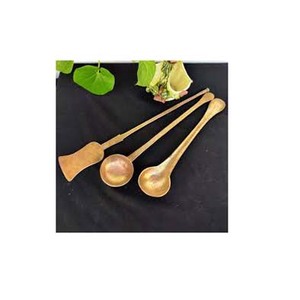 Ensemble d'ustensiles plaqués or antique avec poignée plate Outils de cuisson Deux types et formes de louches et de spatules différents - Product Image 1