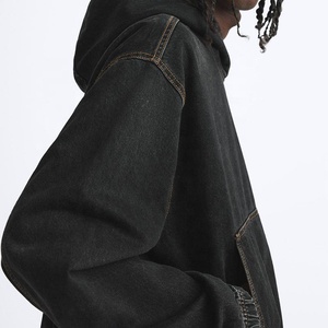 Men's Casual Winter Coat Solid Pattern Embossed Excelled Denim Jacket Button <b>Hoodie</b> Embroidered High Street Wool Fabric Printed - Product Image 2