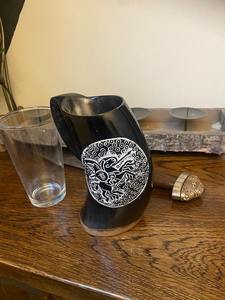 Natural Horn <b>Mug</b> Viking Drinking Eco-Friendly 3D Hand Carved Engraved Animal & Religious High Quality - Product Image 2