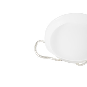 Moderna teglia rotonda in ceramica bianca ArgentoÃ©Marchio Made in Italy argento placcato maniglie incorporato struttura a tipo gratinato - Product Image 6