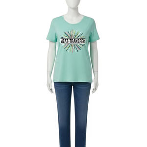 Camisetas de Algodón con Cuello Redondo de Talla Grande, Estampado por Transferencia de Calor, Suaves, Transpirables, Ropa Casual Diaria, Moda, Ropa al por Mayor - Product Image 2