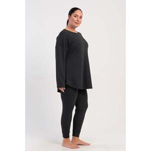 KADIN KASKORSE XXL UZUN KOL UZUN PACA PACA MANSETLI PIJAMA TAKIM - แอนทราซิต - แอนทราซิต - Product Image 4