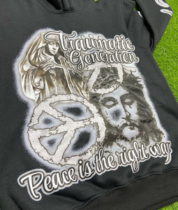 Sweat à capuche oversize pour homme en coton 100% 500 GSM, séchage rapide, anti-froissement, streetwear, impression en relief, strass - Product Image 4