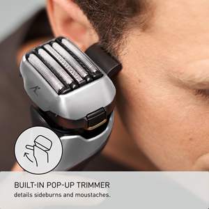 Afeitadora Eléctrica de 5 Cuchillas para Hombre, Cabezal Giratorio Inteligente y Flexible, Plateada, Uso en Seco/Húmedo, con Recortador Extraíble, Resistente al Agua IPX7, para el Rostro - Product Image 2