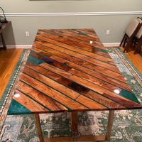 L'ARTISANAT TABLE RONDE EN RÉSINE ÉPOXY POUR SALLE À MANGER Mobilier Table de rivière en bois et résine pour bureau à domicile