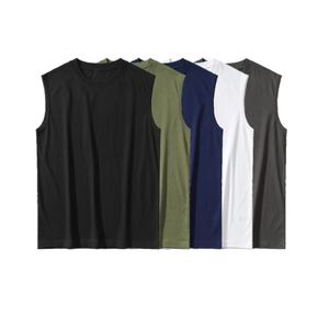 Camiseta sin mangas de gimnasio para hombre 100% algodón al por mayor, con logo personalizado, transpirable, de secado rápido, ecológica, de punto, para fitness, running, casual, lisa. - Product Image 1