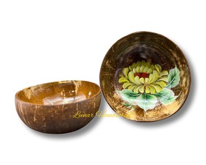 Top à la mode écologique de haute qualité laque noix de coco bol motif floral Style de luxe poli Technique bols en gros - Product Image 1