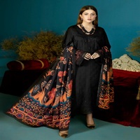 Robe Salwar Kameez pour femmes, design non cousu, vêtements d'hiver, lin pakistanais et cuir véritable, durable pour femmes