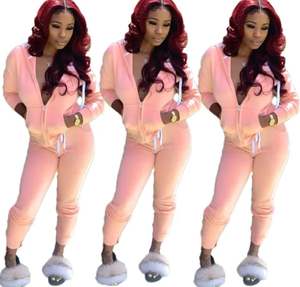 Vente chaude solide à capuche 2 pièces ensembles tenues survêtement femmes vêtements deux pièces pantalon ensemble pull meilleure combinaison - Product Image 5