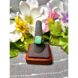 Russell Sam Royston Handmade Turquoise & Sterling Silver <b>Ring</b> Size 9.5 Bezel Setting Natural <b>Jade</b> Stone Everyday Wear Jewelry - Product Image 1