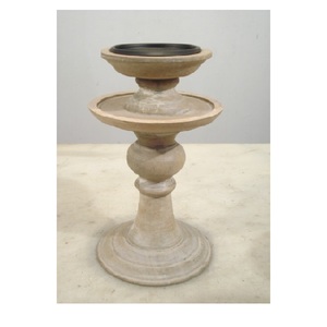 Haute qualité rustique blanc lavage finition bois pilier bougeoir pour dessus de Table décoratif maison salon fête utilisation - Product Image 4