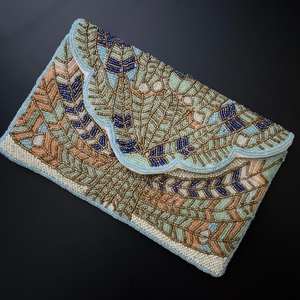 MS Handicraft Tropical Floral <b>Glass</b> Beaded Clutch Customized Shape & Color Mexican Fiesta Purse Crossbody <b>Chain</b> Model Ms-wc-001 - Product Image 4