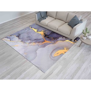 Tapis en marbre or violet : Tapis d'appoint moderne, tapis imprimé, tapis doux non tissé - Product Image 3