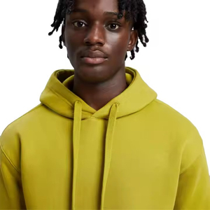 2025 Acide Lavé Hommes Polaire Pull À Capuche 100% Coton Uni Teint Logo Personnalisé Solide Broderie Hiver - Product Image 2