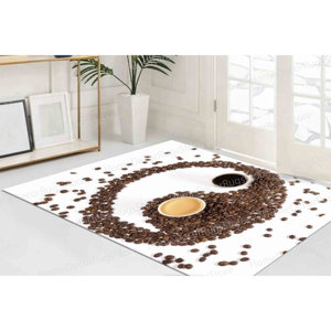 Tapis Yin Yang café, cadeau pour les amateurs de café, tapis marron, tapis doux, tapis doux non tissé - Product Image 2
