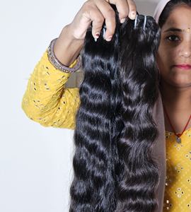 Cuticule vierge crue alignée extensions de cheveux humains du temple indien Double trame faisceaux naturels lâche vague profonde ondulée non traitée - Product Image 2