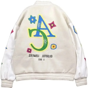 SENSEL SPORTS Blouson universitaire unisexe en molleton de coton, coupe décontractée, avec lettres brodées et écussons en chenille, coupe-vent, grandes tailles - Product Image 5