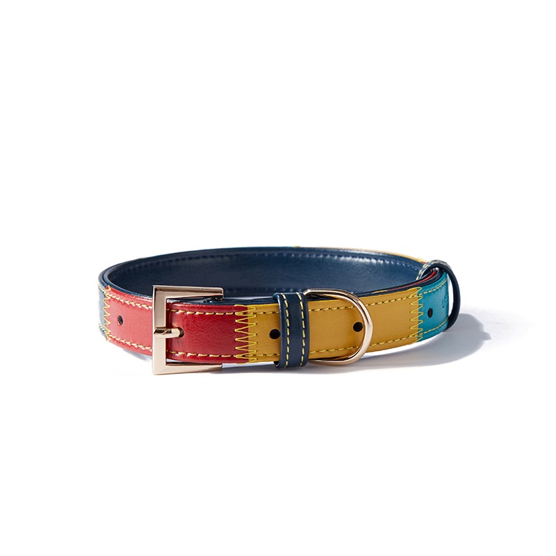 Colorblock PU Dog Collar