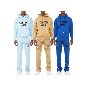 Pantalon de survêtement évasé décontracté élégant Sweat à capuche unique Patchwork ceinture élastique respirant hiver vente en gros ensemble de survêtements - Product Image 1