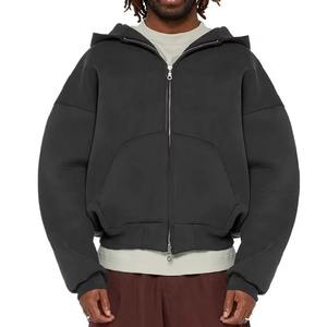 Sweat à capuche zippé personnalisé unisexe meilleure qualité blancs 500 Gsm sweat à capuche coton lourd polaire recadrée hommes sweat à capuche zippé - Product Image 1