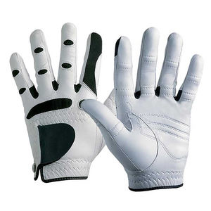Gants de golf à doigts entiers en cuir véritable pour hommes, vêtements de sport respirants de couleur blanche pour gaucher vente en gros - Product Image 4