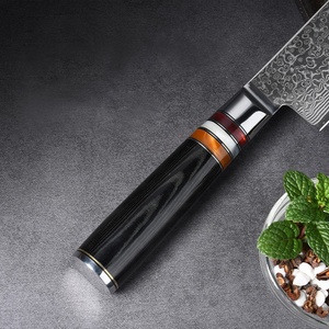 Venta al por mayor, personalizado, OEM, ODM, cubiertos de fábrica, hoja afilada fija, cuchillos profesionales calientes, cuchillo de cocina de acero de Damasco para Chef - Product Image 4