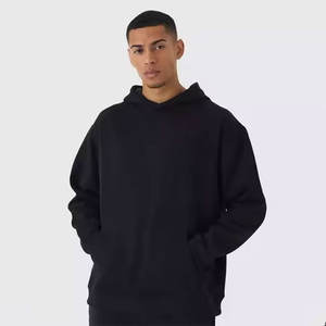 Sweats à capuche en molleton bouffant de haute qualité 500 Gsm pour hommes personnalisé votre logo de marque broderie surdimensionnée épaule tombante pour l'hiver - Product Image 2