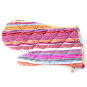 Manopla de horno teñida de hilo de color amarillo con hermoso diseño de rayas multicolores Fabricante de manoplas de horno en India - Product Image 4