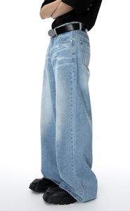 Personalizado al por mayor de la fábrica de los hombres de alta calidad de múltiples bolsillos caído entrepierna Denim recto holgado cargo pantalones de mezclilla - Product Image 3