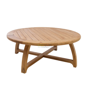 Offre Spéciale table basse écologique en bois de teck pour l'extérieur avec une forme ronde qui a un style minimaliste - Product Image 1