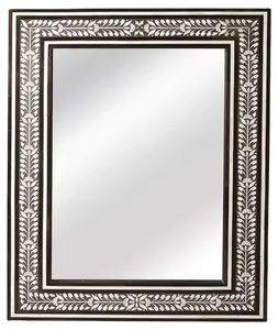 Venta directa de fábrica, diseño moderno, marco de espejo con incrustaciones de hueso, espejo de pared decorativo para el hogar de alta calidad, artesanías artesanales Crecnset - Product Image 1