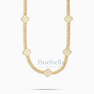 Venta al por mayor 14K Chapado en oro 925 Plata Miami Cuban Link Prong Chain Fine 14mm Collar Moissanite Jewelry - Product Image 2