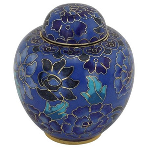 Urna de cremación de latón Elegance con diseño de flor azul con color y tamaños personalizados para el hogar a precios al por mayor - Product Image 1