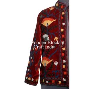 Chic Suzani Embroidery <b>Velvet</b> Winter Jacket Vintage <b>Coat</b> Unisex Winter Jacket Ethnic Chic Outerwear Vintage Style Suzani Jacket - Product Image 2