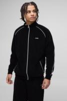 Diskon besar Logo desain baru lebar kaki pria bordir kontras pipa Velour Gym Tracksuit 2 buah Set Streetwear Tracksuit untuk pria
